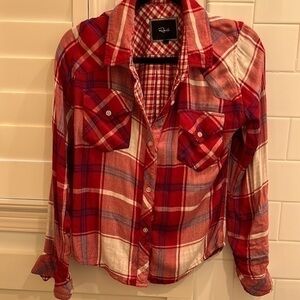 Bright festive red plaid Rails flannel